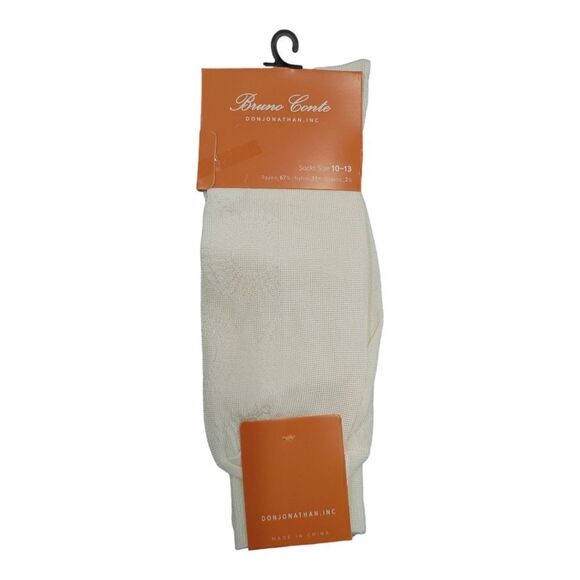 BRUNO CONTE MEN'S IVORY SILKY DRESS SOCK FASHION COLORS. BCS 2004. - Picture 2 of 3